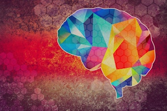 Colourful abstract graphic illustration of brain