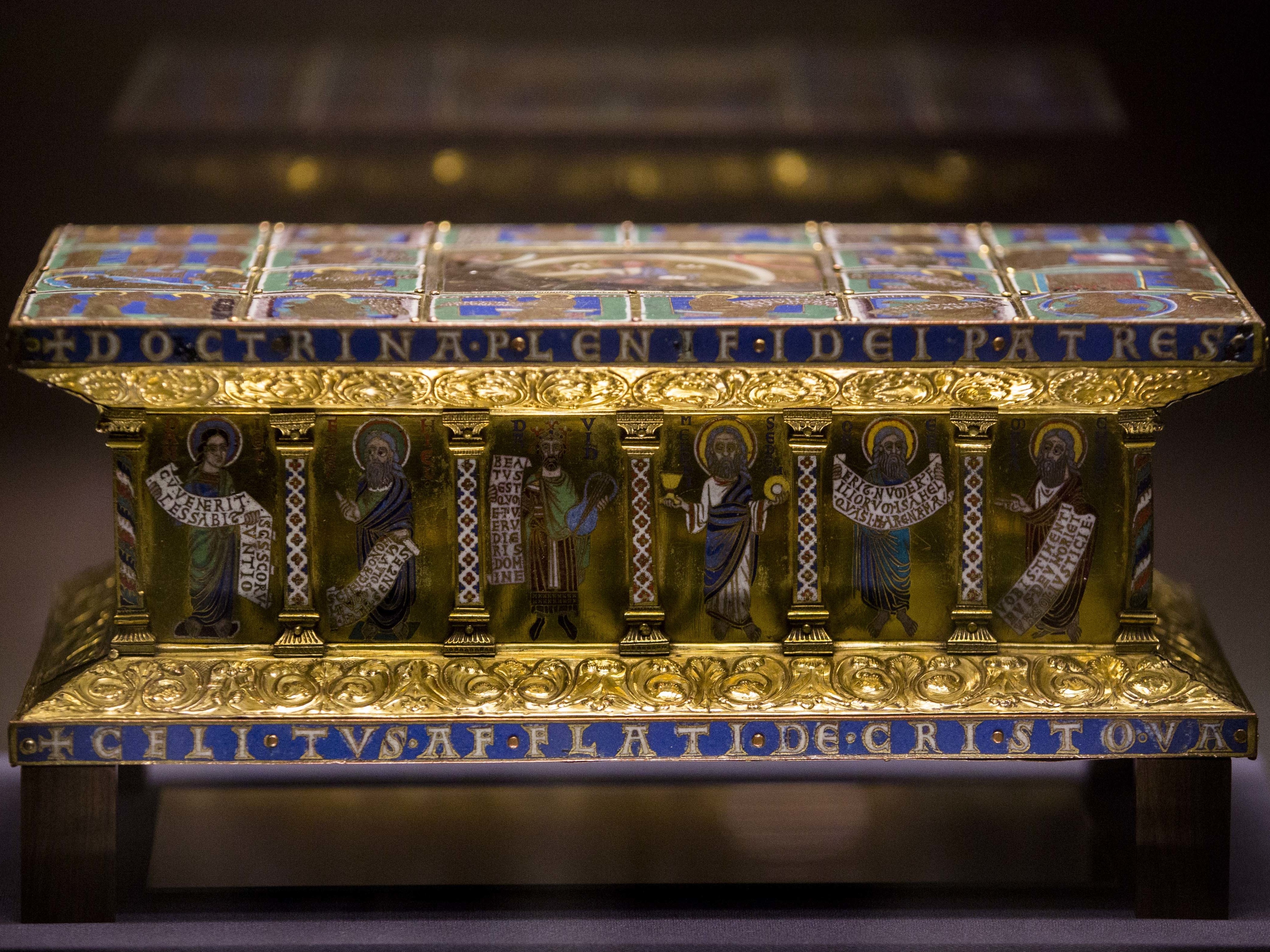 caption: In this picture taken in 2014, the medieval portable altar of Eilbertus a part of the Guelph treasure, is displayed at the Bode Museum in Berlin. The treasure's complicated history found itself at the U.S. Supreme Court.