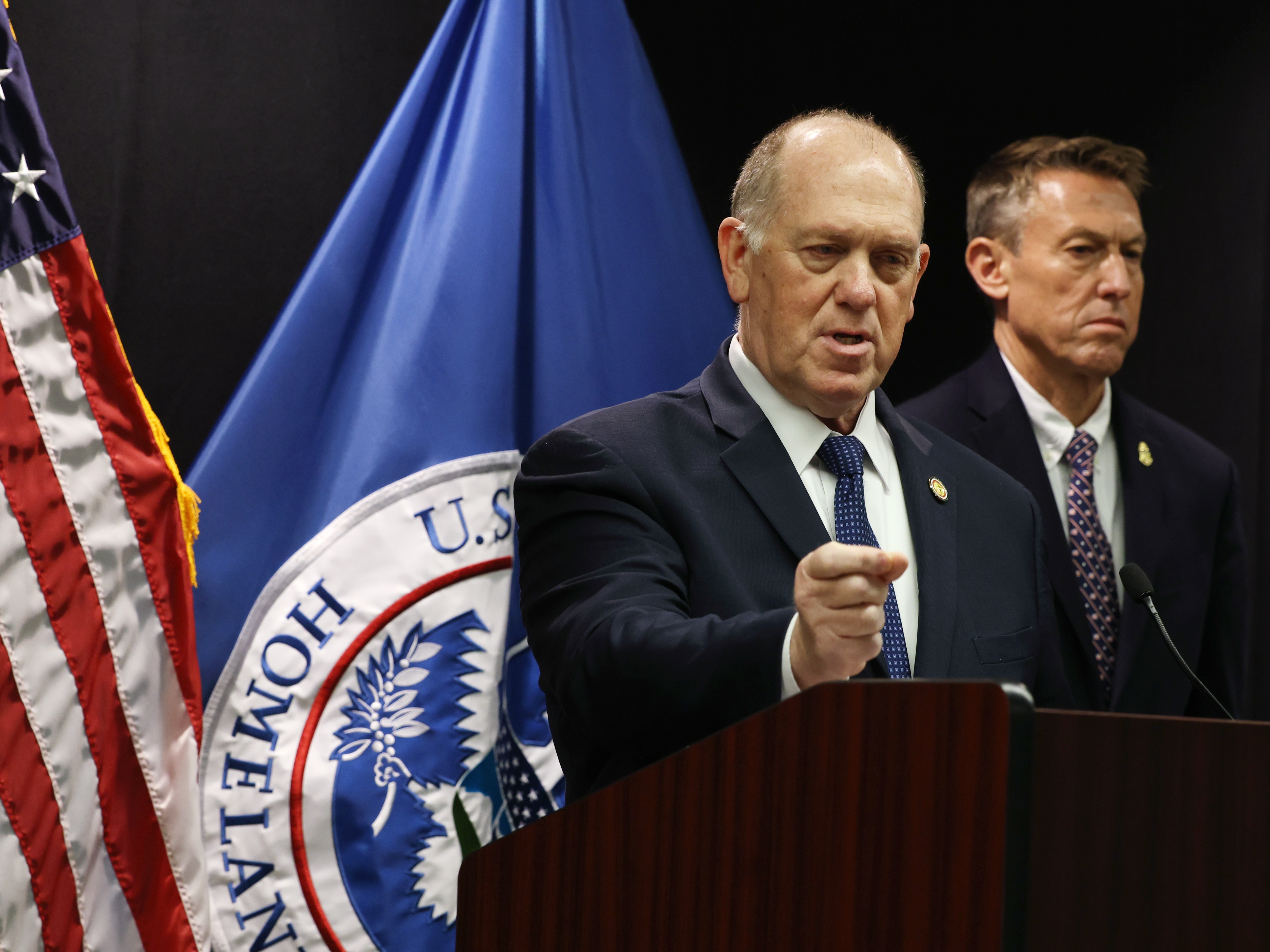 caption: Border czar Tom Homan speaks during a news conference about ongoing immigration enforcement operations on Thursday in Minneapolis, Minn. President Trump announced Homan would take over the lead of Immigration and Customs Enforcement operations in Minnesota after federal agents shot and killed a second U.S. citizen during Operation Metro Surge.