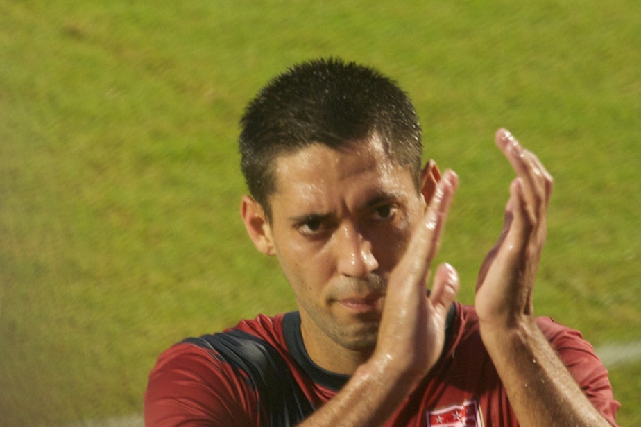 caption: U.S. National Soccer Team captain Clint Dempsey, also a member of the Seattle Sounders. 