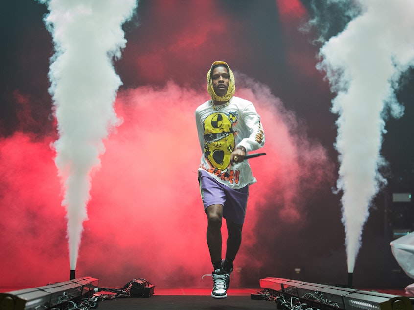 caption: A$AP Rocky performs at Le Zenith on June 27, 2019 in Paris. The rapper was taken into custody in Stockholm five days later.