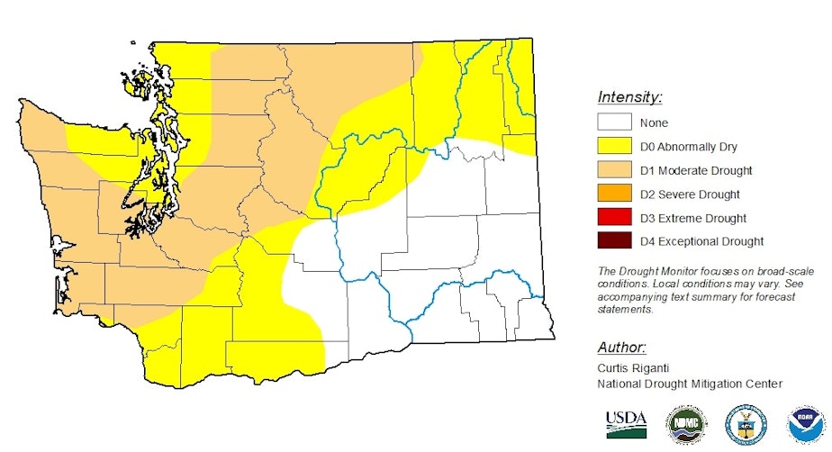 caption: The weekly drought map for Washington state released Thursday, May 16, 2019.