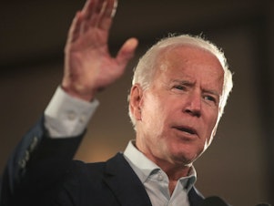 caption: Former Vice President Joe Biden hasn't hidden his presidential aspirations since leaving office in 2017, and didn't appear deterred by accusations of inappropriate contact over the past several weeks either.