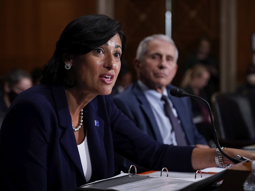 caption: Dr. Rochelle Walensky is leaving her post leading the Centers for Disease Control and Prevention, citing progress in the battle with COVID-19.