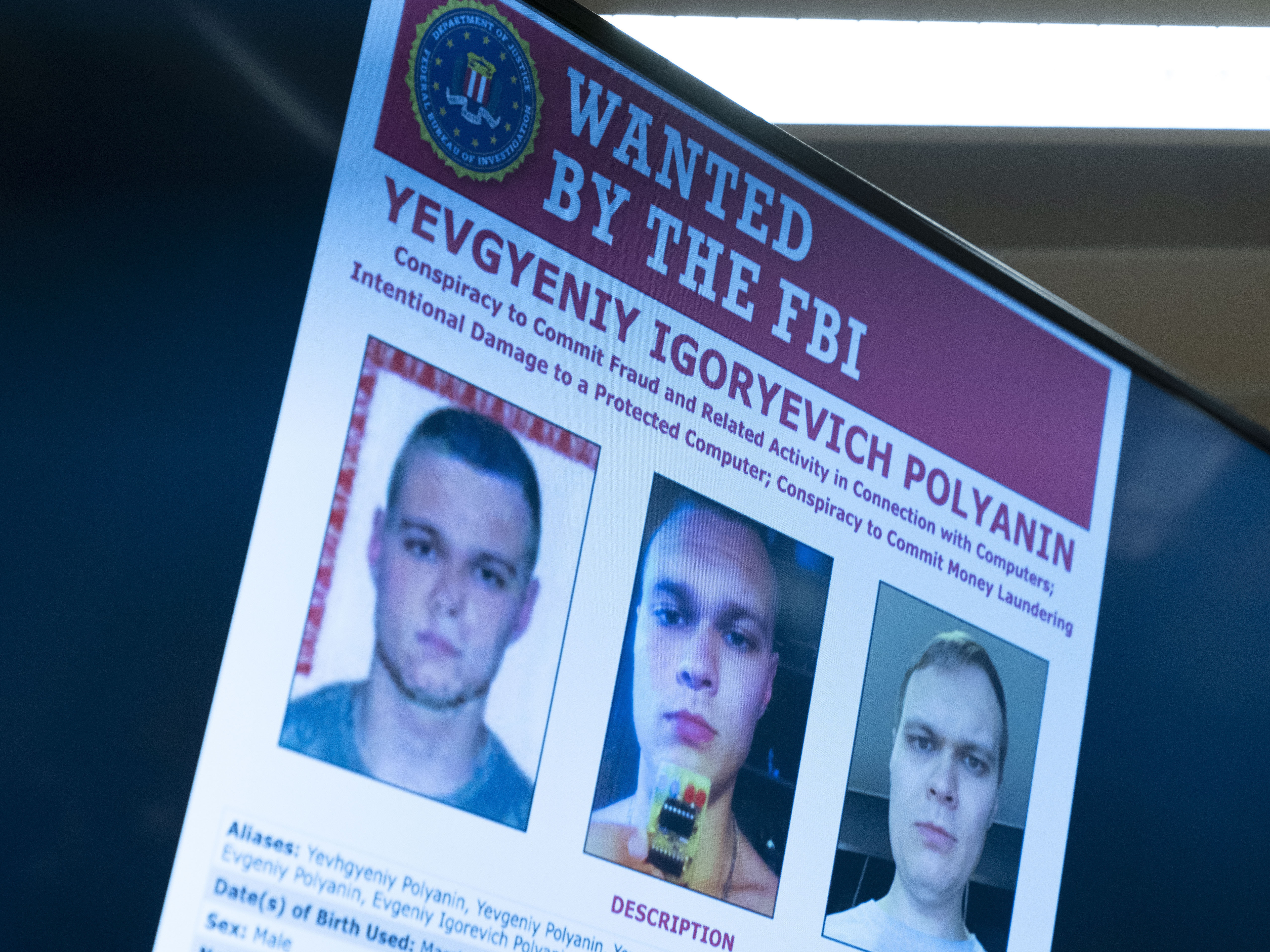 caption: Russian Yevgeniy Polyanin is one of two men indicted by the U.S. in connection with ransomware attacks last summer.