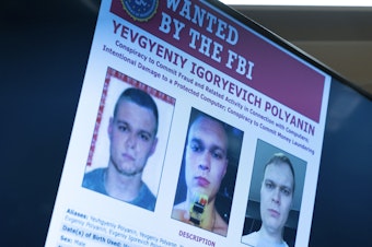 caption: Russian Yevgeniy Polyanin is one of two men indicted by the U.S. in connection with ransomware attacks last summer.