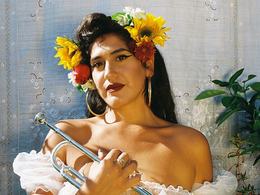 caption: La Doña's music is a blend of Bay Area hip-hop, reggaeton and traditional Mexican and Latin American musical styles. Her new EP <em>Algo Nuevo</em> is out now.