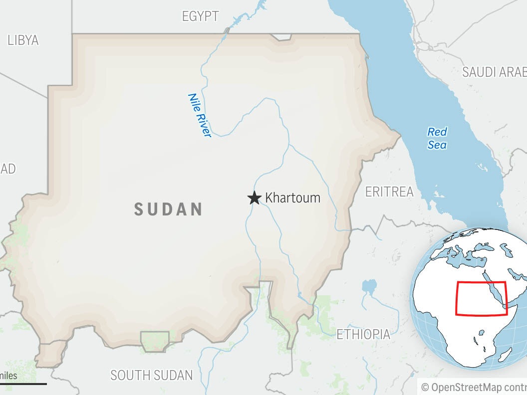 caption: This is a locator map for Sudan with its capital, Khartoum.
