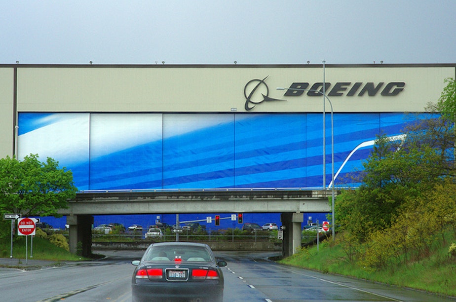 caption: Boeing's Everett factory.
