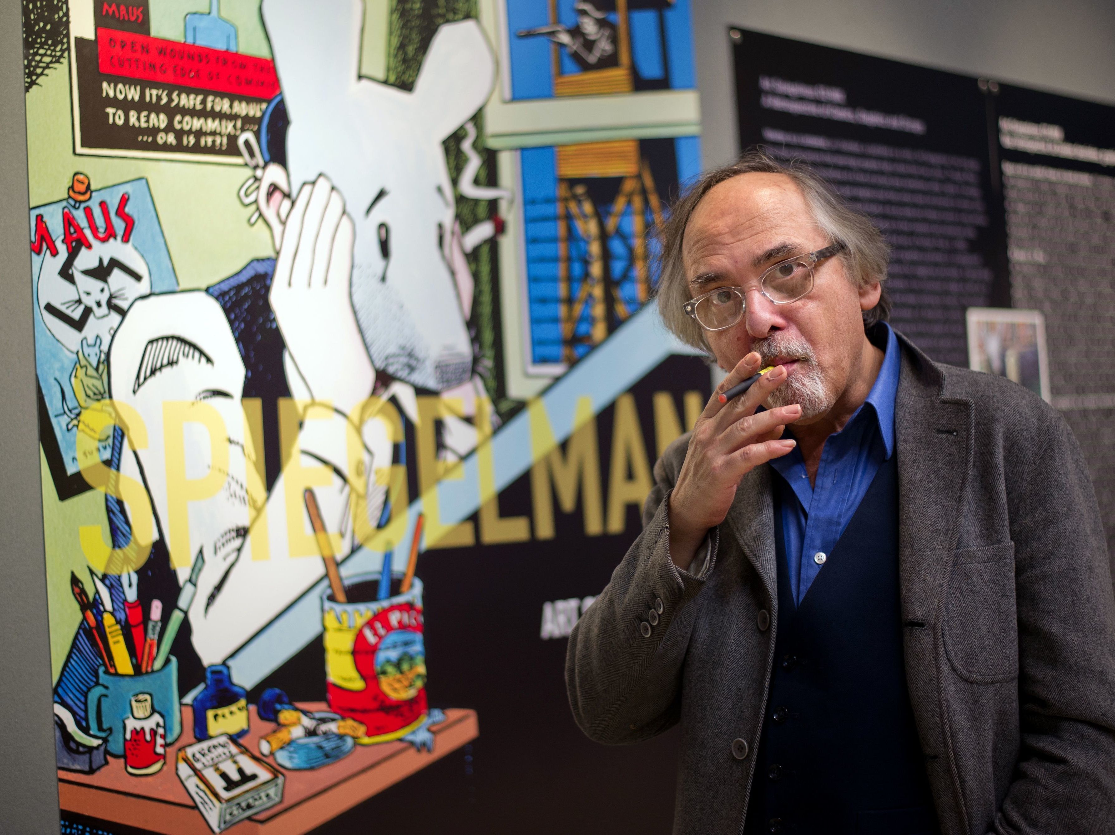 caption: The comic book artist Art Spiegelman poses on March 20, 2012 in Paris. A Tennessee school district has voted to ban Spiegelman's graphic novel about the Holocaust, <em>Maus</em>, from its curriculum.