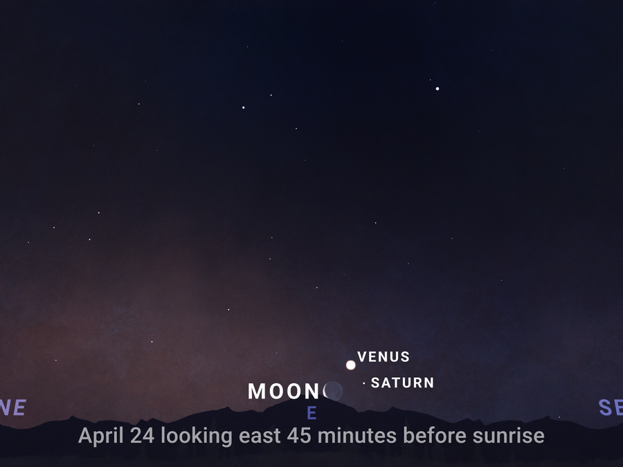 caption: Mercury, Venus and Saturn will be visible in the predawn Friday morning sky.