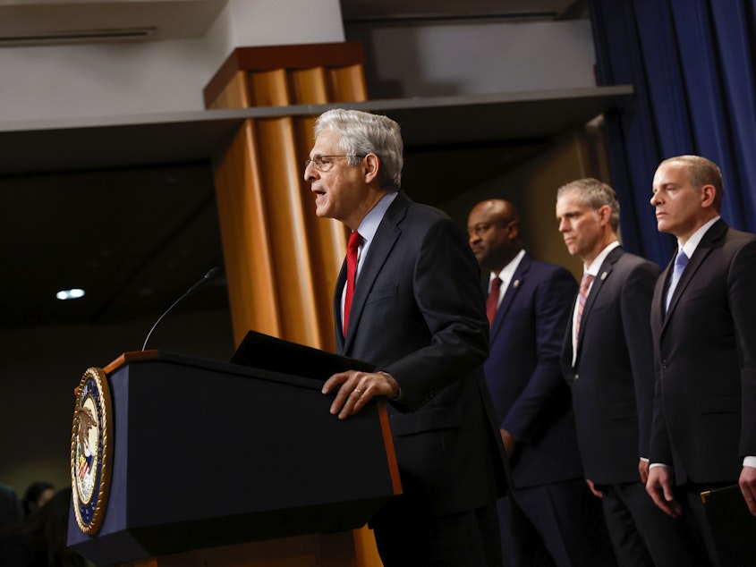 caption: Attorney General Merrick Garland announced Tuesday that the department's investigative operation targeting fentanyl and opioid traffickers on the dark web resulted in a record number of arrests and seizures.