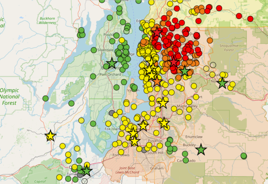 Air quality in Western Washington on 9-21-2022