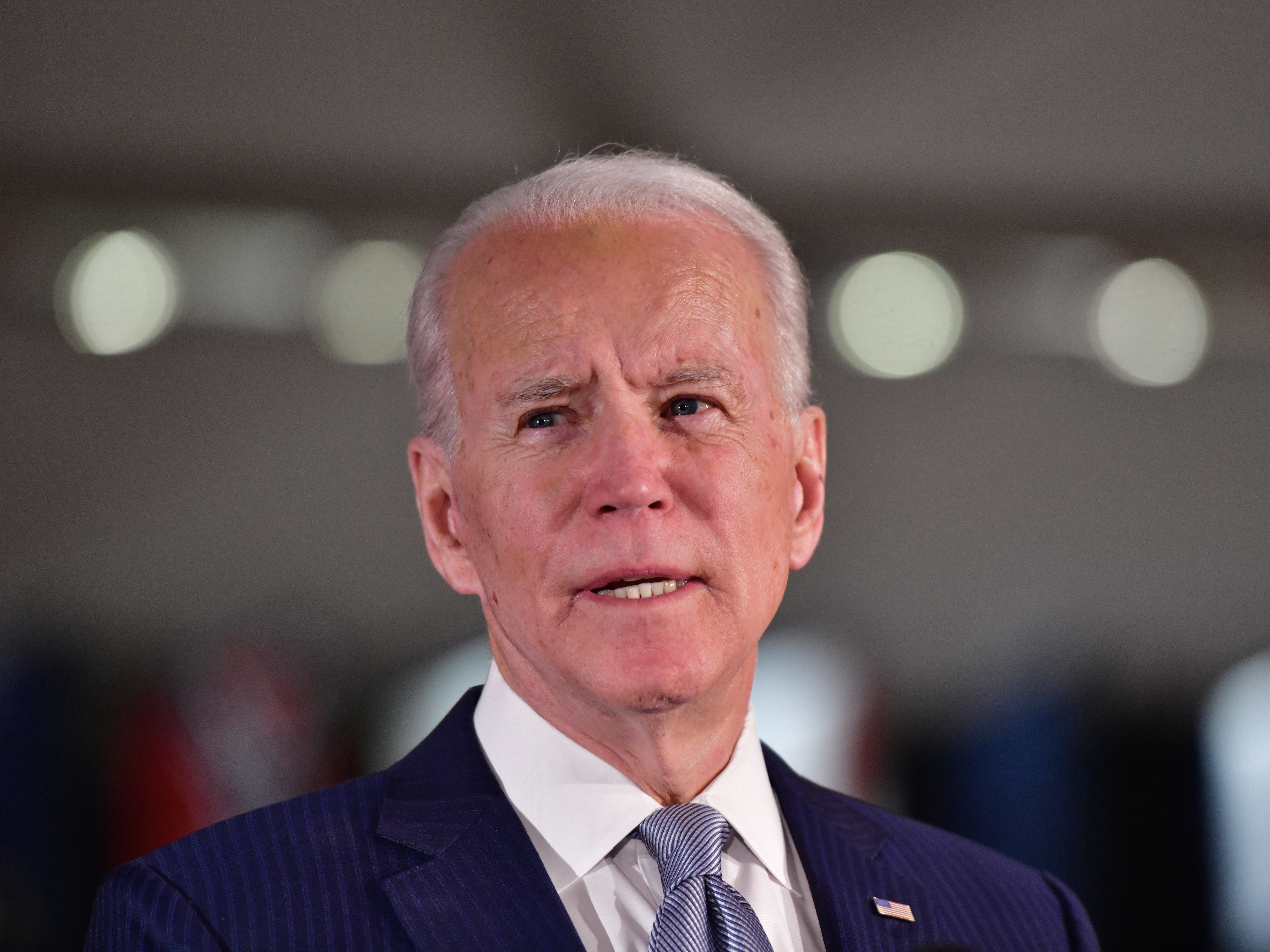 caption: Former Vice President Joe Biden, the Democratic front-runner, is trying to present himself as a calm, experienced alternative to President Trump.