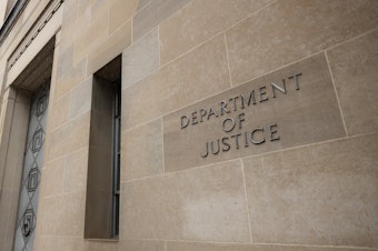 caption: The U.S. Department of Justice is seen on June 11 in Washington, D.C.
