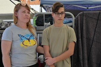 caption: Iryna Merezhko, with her nephew Ivan, at a shelter in Tijuana, Mexico, last week, a day before they presented themselves at the U.S. border and asked that Ivan be admitted on humanitarian grounds.