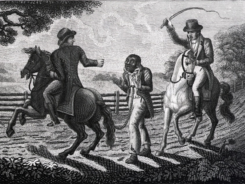 caption: An illustration from Jesse Torrey's 1817 book, "A Portraiture of Domestic Slavery in the United States."