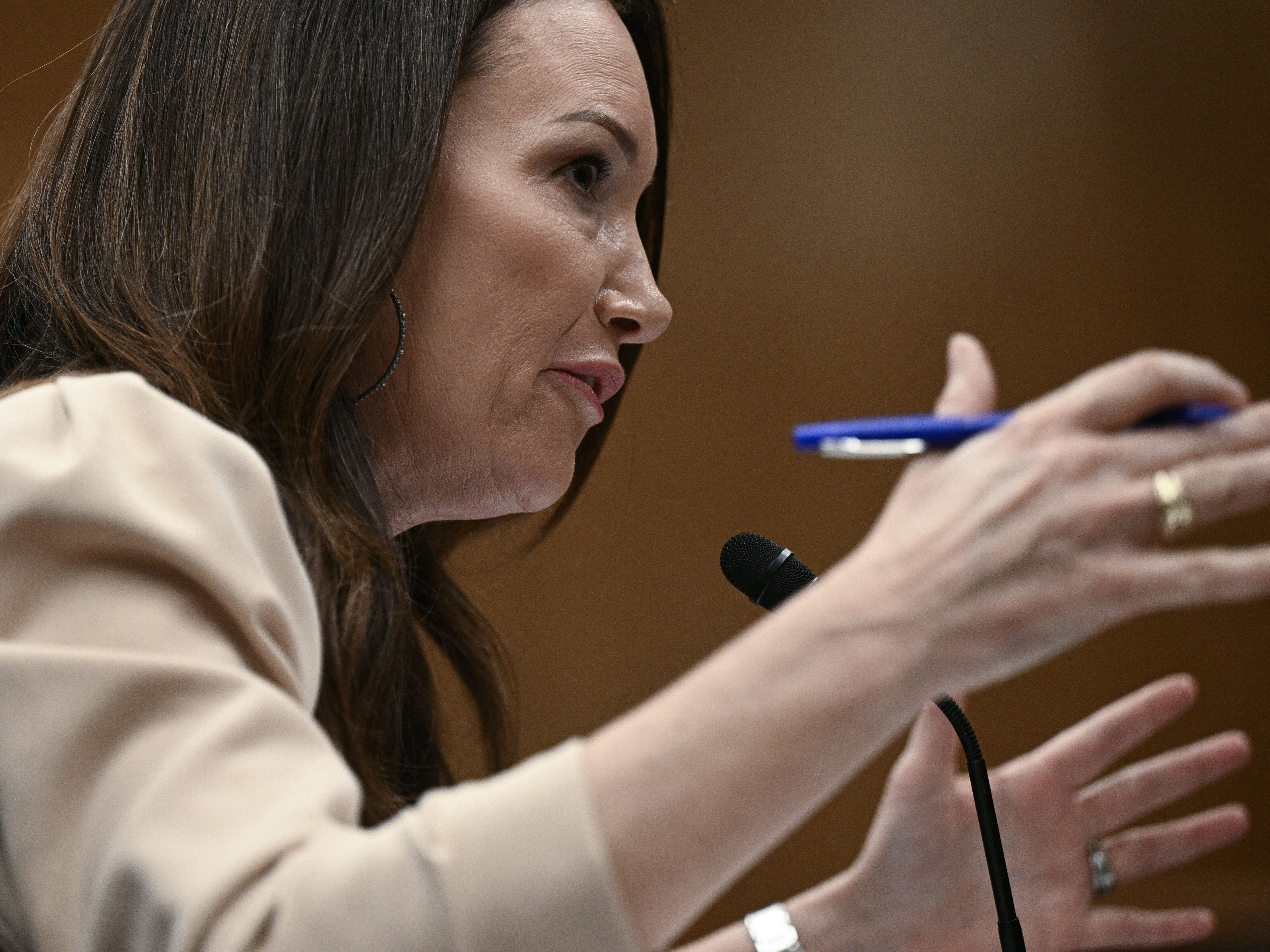 caption: Secretary of Agriculture Brooke Rollins testifies on Capitol Hill in Washington, D.C., on May 6, 2025.