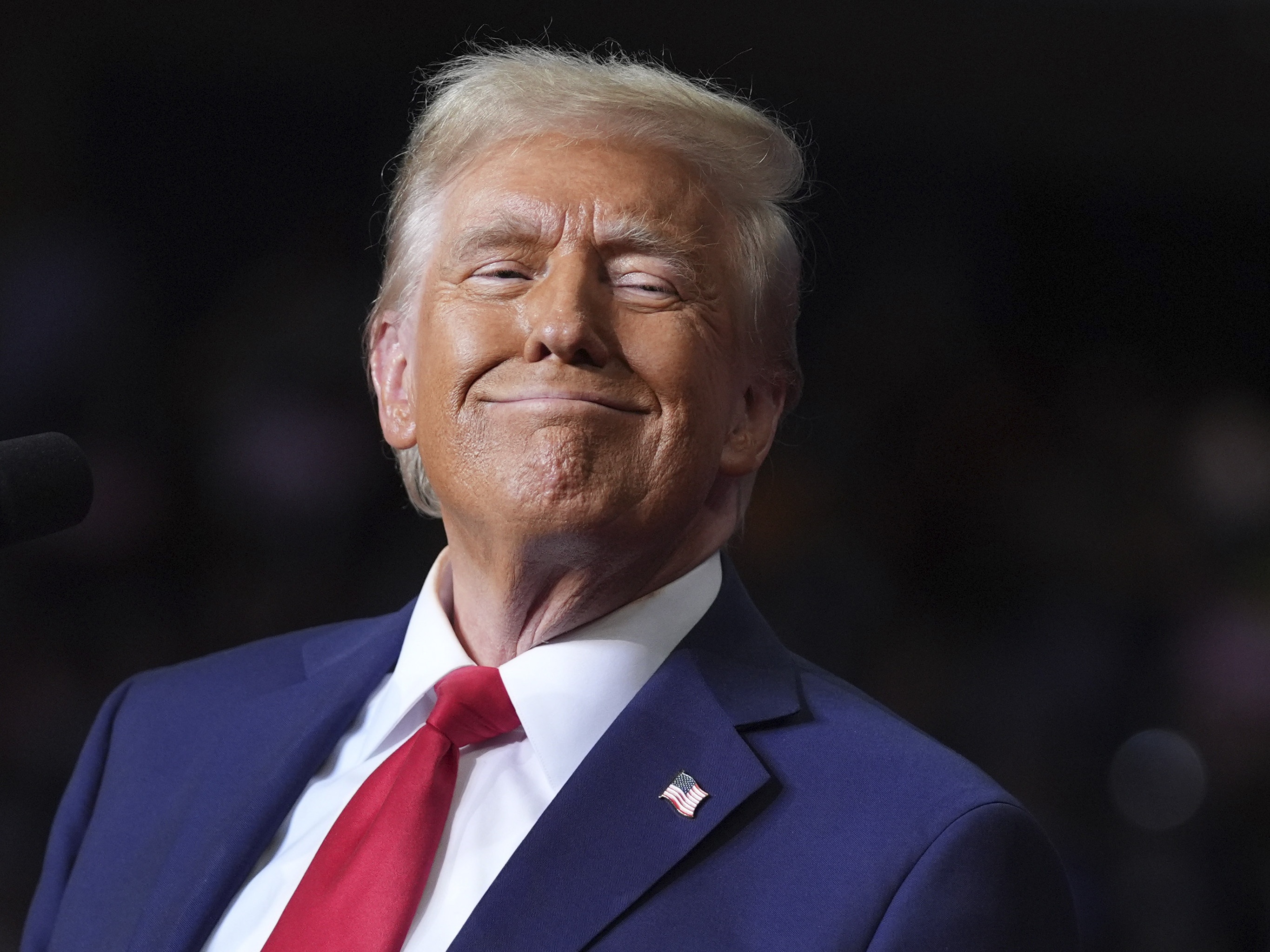 caption: Donald Trump speaks at a campaign rally in Pittsburgh, Pa. in November.