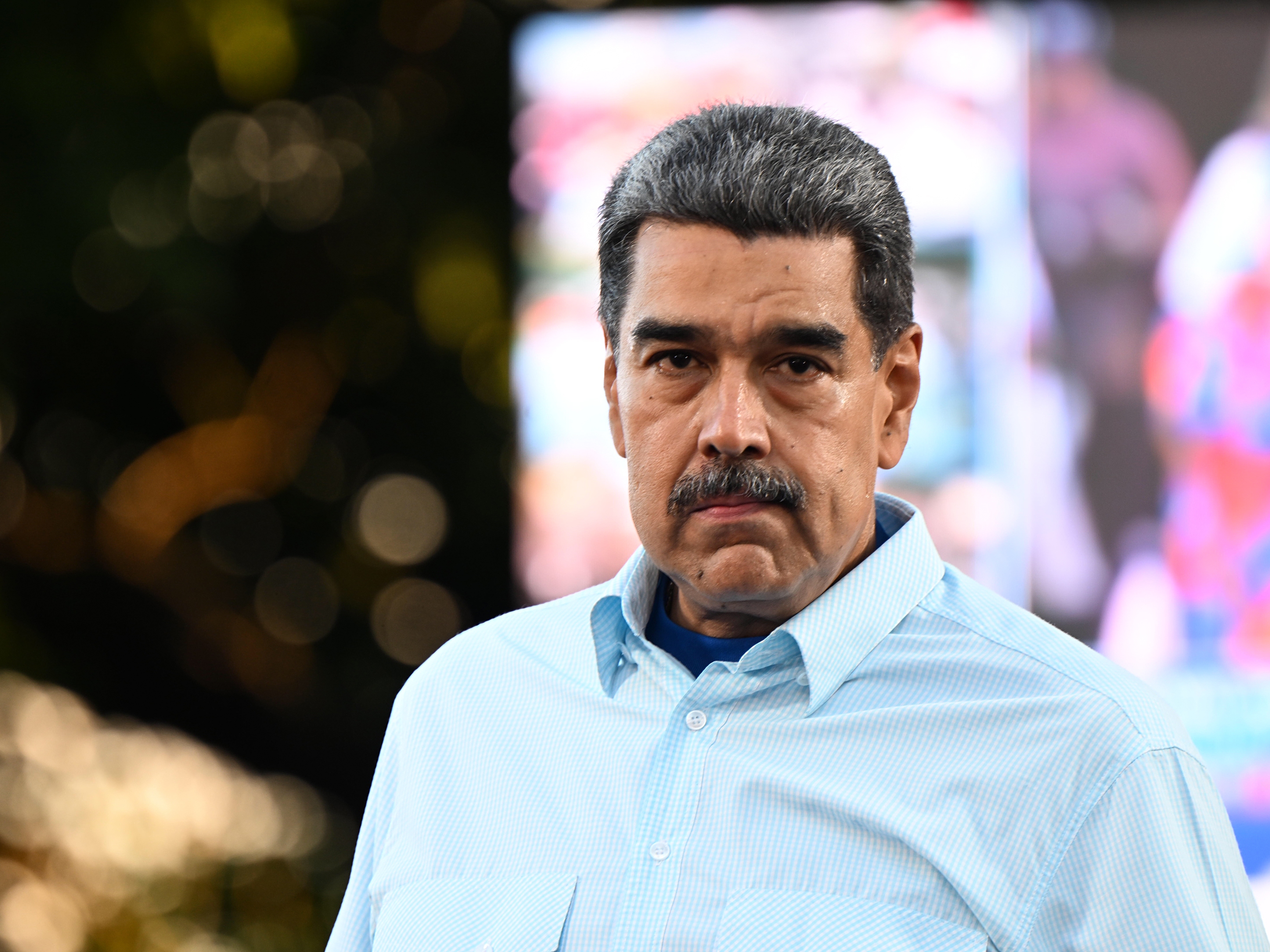 caption: Venezuela's Nicolás Maduro seen on Aug. 17, 2024 in Caracas, Venezuela. He is facing charges of narco-terrorism and is in a federal court in New York this afternoon.