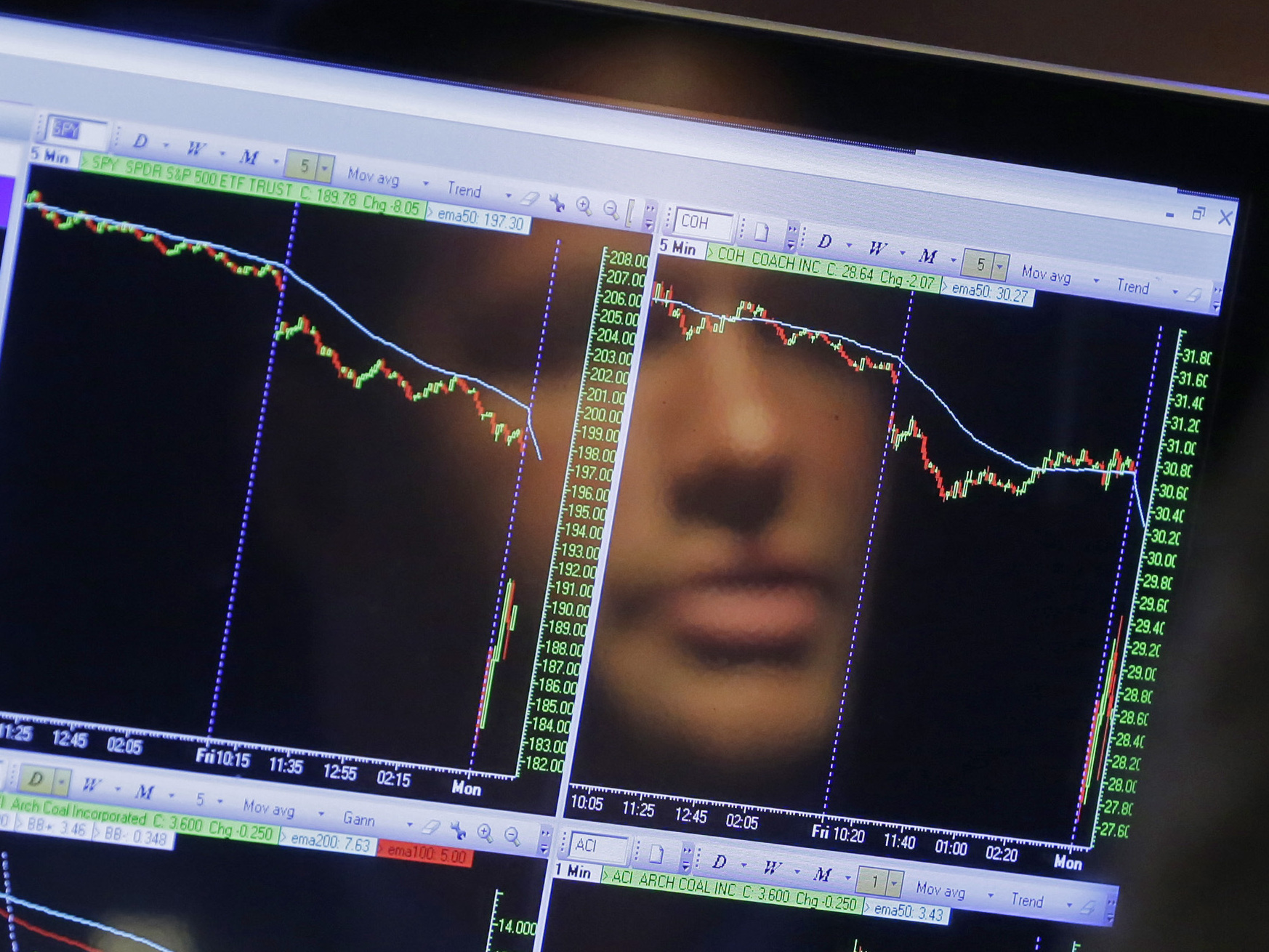 caption: The floor of the New York Stock Exchange. An economic indicator known as the "yield curve inversion" hit the three-month mark, which has preceded the past 7 U.S. recessions.