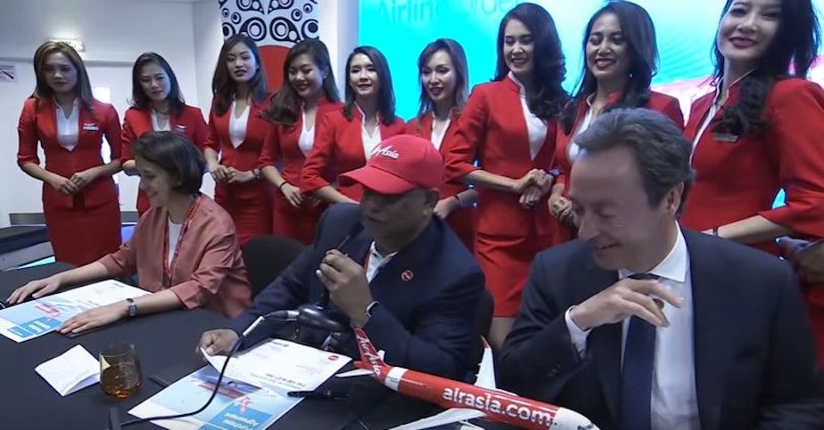 caption: AirAsia bought 100 Airbus A321neos at the Farnborough Airshow. Airbus has more than 1,200 orders for the new plane. 