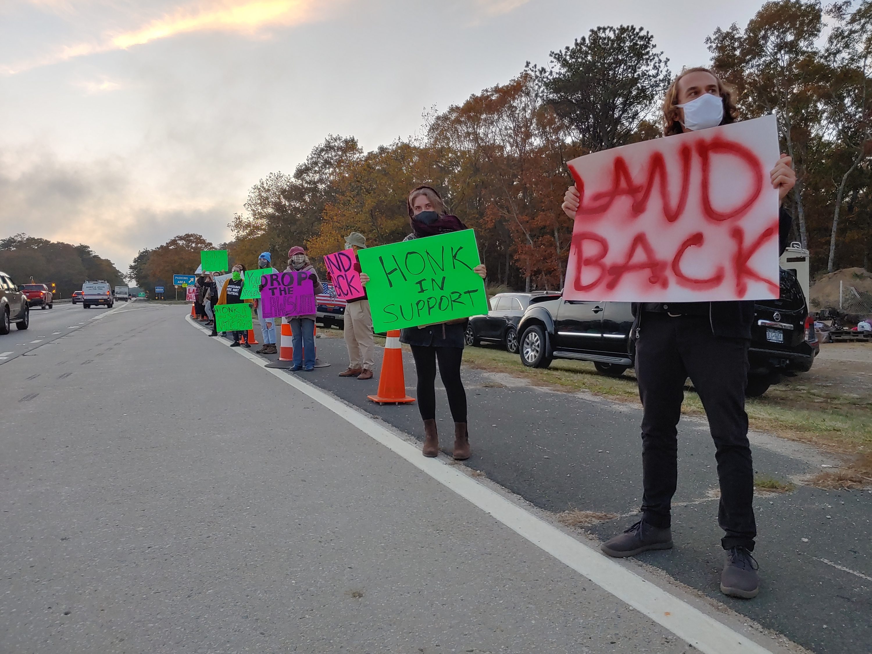caption: Since the beginning of November, members of Shinnecock Nation have been camping out along the only road into the Hamptons, demanding sovereignty. (Courtesy)