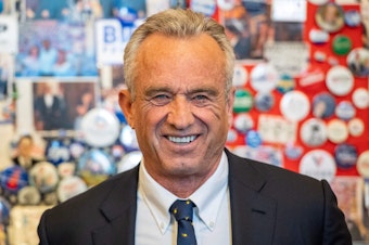 caption: Robert F. Kennedy Jr., the latest member of the Kennedy dynasty to run for president, regularly shares a dizzying range of falsehoods and conspiracy theories.