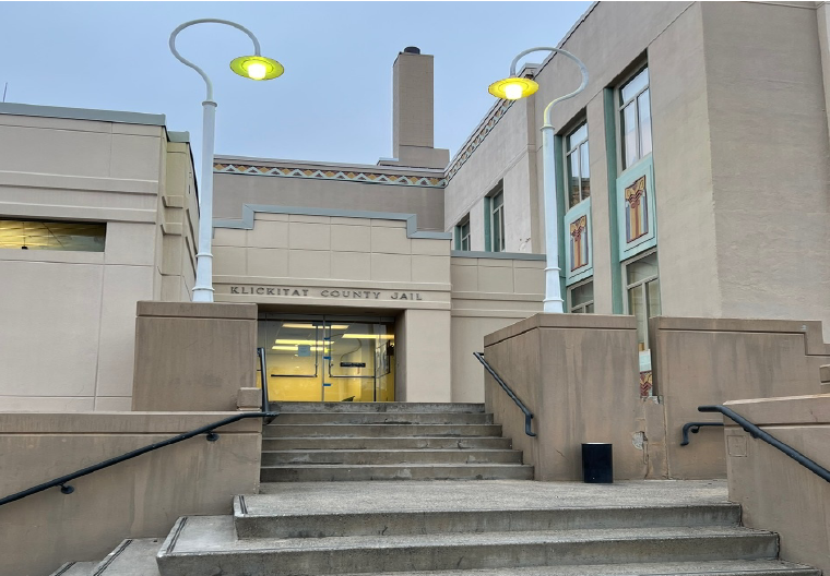 caption: Klickitat County Jail in Goldendale, Washington, as presented in a March 12, 2026 audit of jail conditions. 