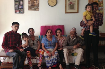 caption: The Pokhrel family moved to the U.S. from Bhutan. 