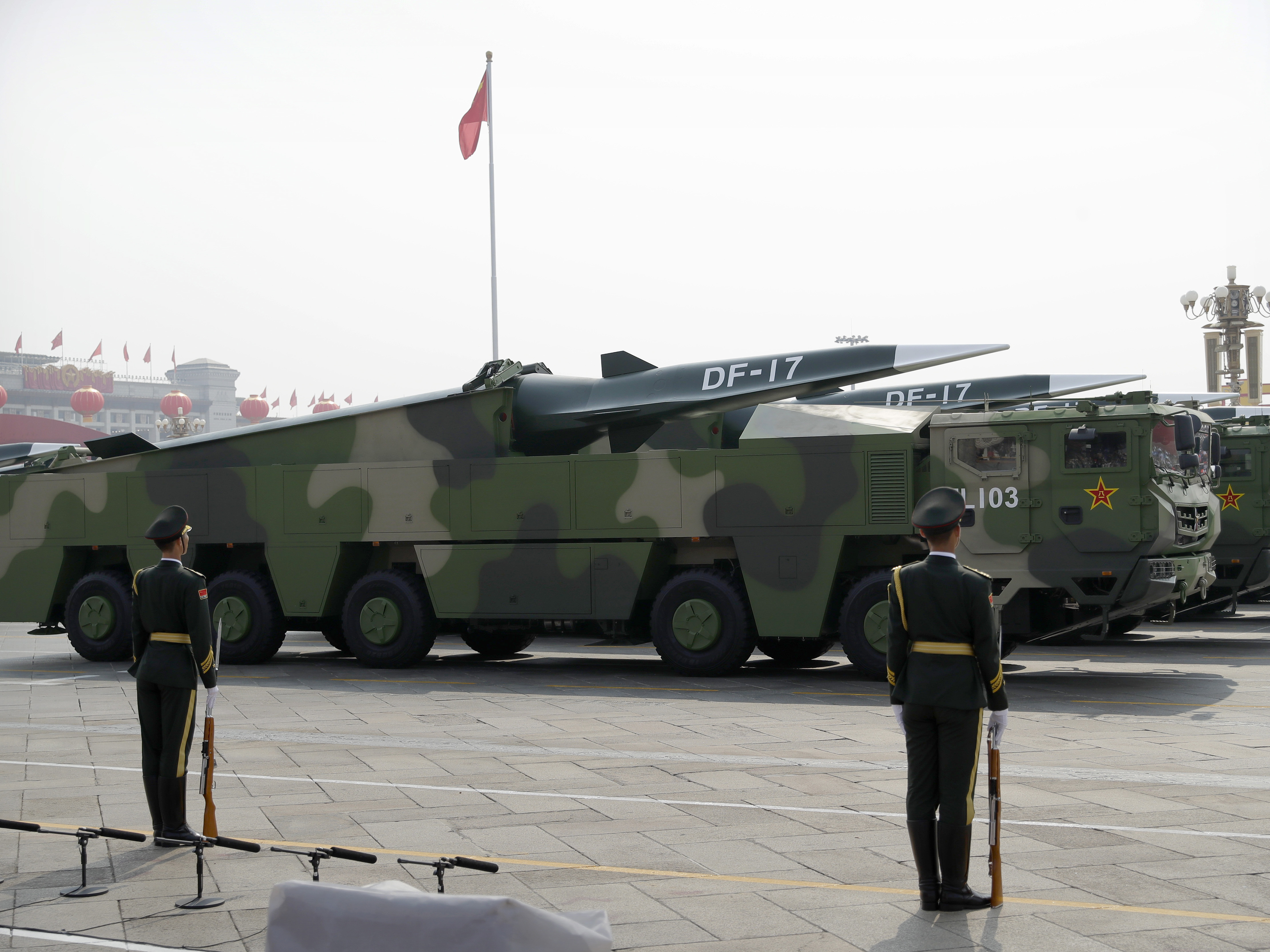 caption: China's DF-17 missile is a medium-range hypersonic weapon capable of travelling over five times the speed of sound.