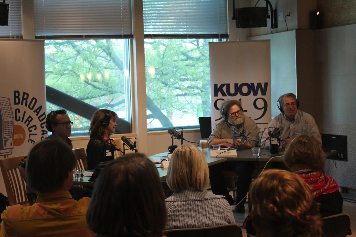 caption: Regular Week In Review panelists Eli Sanders, Joni Balter, Knute Berger and Steve Scher.