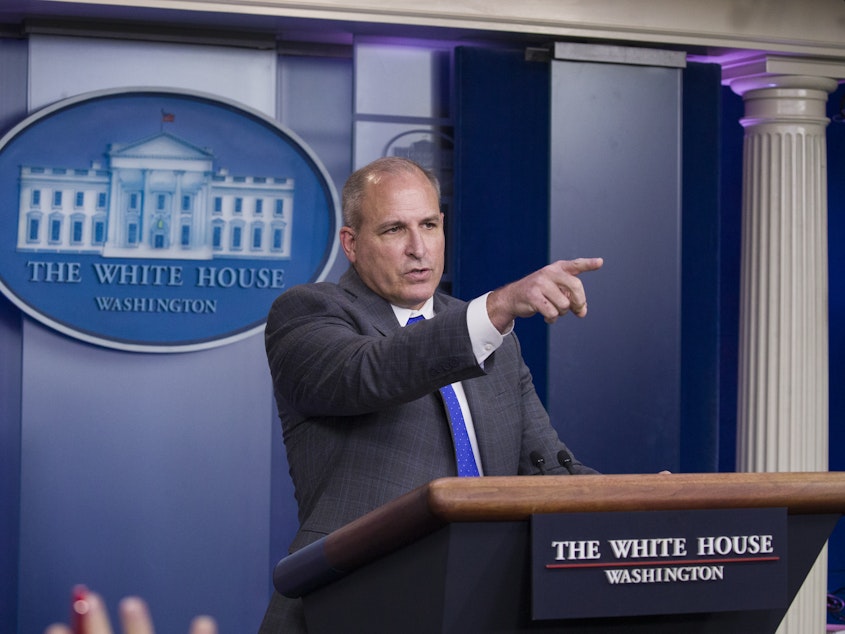 caption: Acting Customs and Border Protection director Mark Morgan speaks with reporters in the briefing room at the White House, on Nov. 14, 2019.