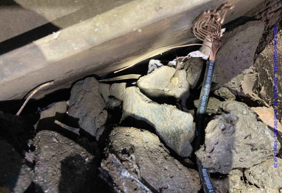 caption: Part of a wire shunt found by a Whatcom County deputy on a BNSF Railway track in Bellingham Nov. 28, 2020.