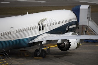 caption: A Boeing 737 MAX aircraft is shown on Thursday, March 14, 2019, at the Boeing Renton Factory in Renton. 
