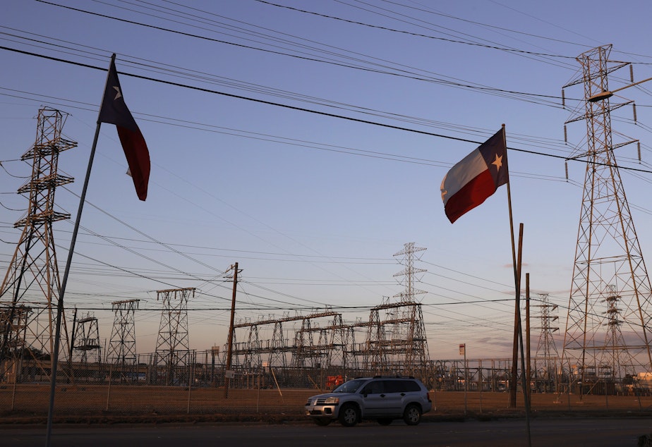 caption: Cristian Pavon's family says negligence caused his death last week at age 11. Their home had been without power for two days as extreme cold hit Texas, a relative says. Here, an electrical substation is seen in Houston on Sunday.