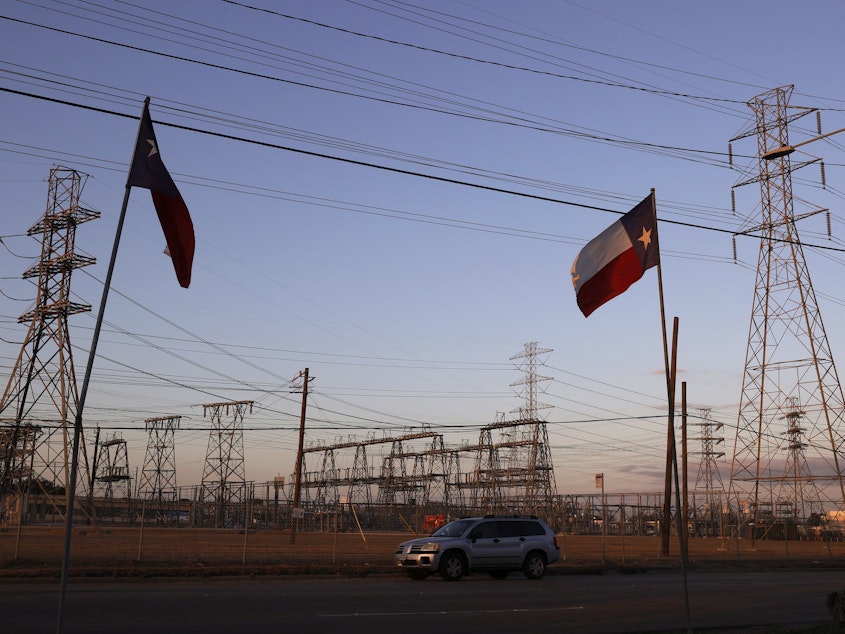 caption: Cristian Pavon's family says negligence caused his death last week at age 11. Their home had been without power for two days as extreme cold hit Texas, a relative says. Here, an electrical substation is seen in Houston on Sunday.
