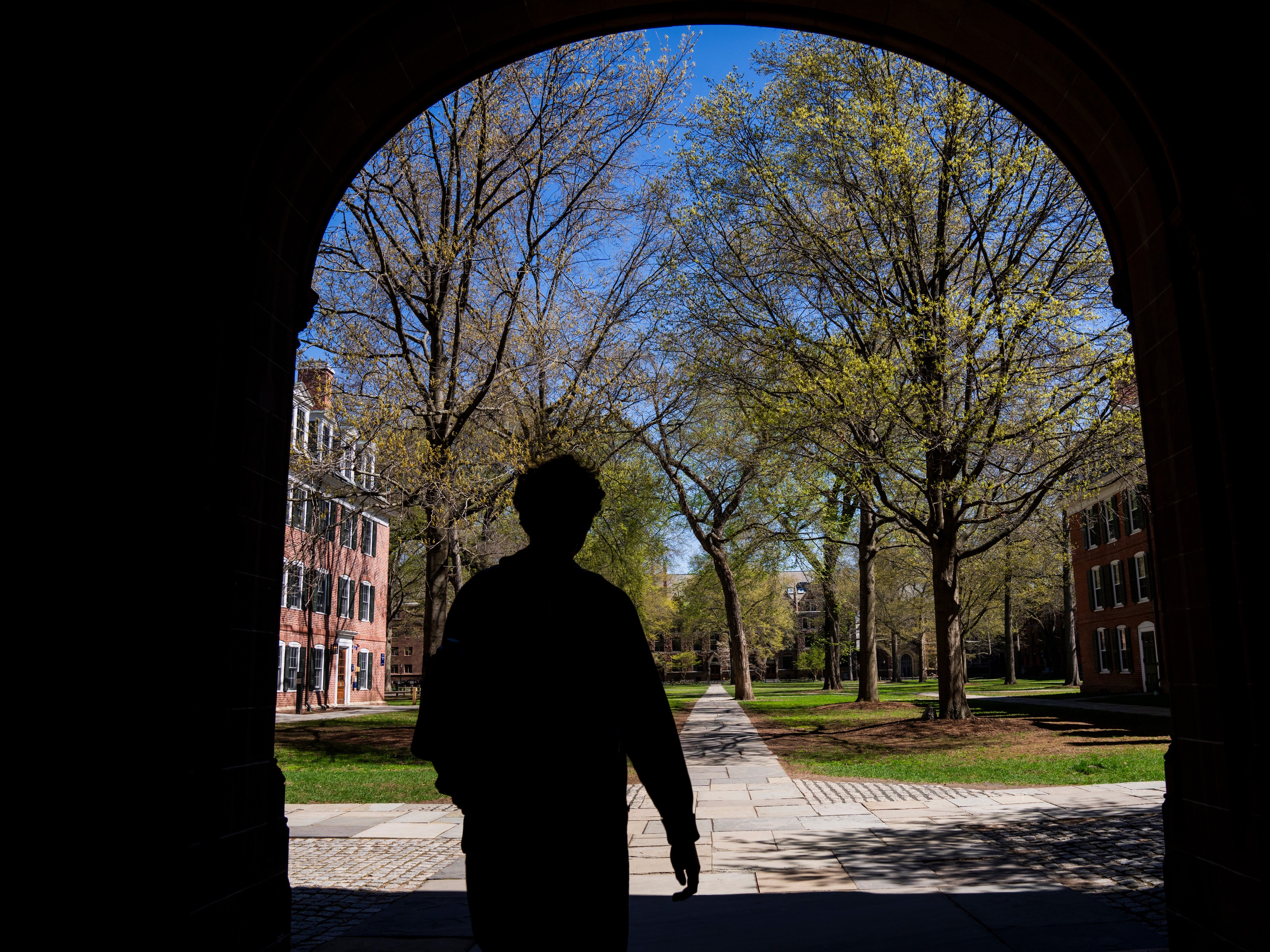 caption: The campus of Yale University seen in New Haven, Conn. Yale is one of 45 colleges that are under investigation for allegedly engaging in "race-exclusionary practices."