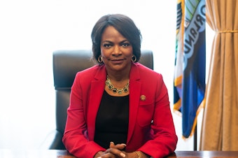 caption: Florida Rep. Val Demings compares the impeachment saga to police work. As a former cop, she says police will make arrests to stop a threat — regardless of how a court will rule later.