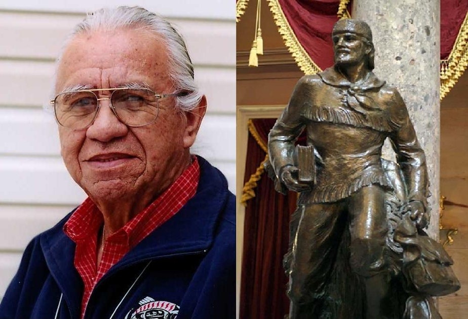 caption: Sometime in the next few years, a statue of tribal rights activist Billy Frank Jr., left, will replace pioneer missionary Marcus Whitman in the U.S. Capitol.