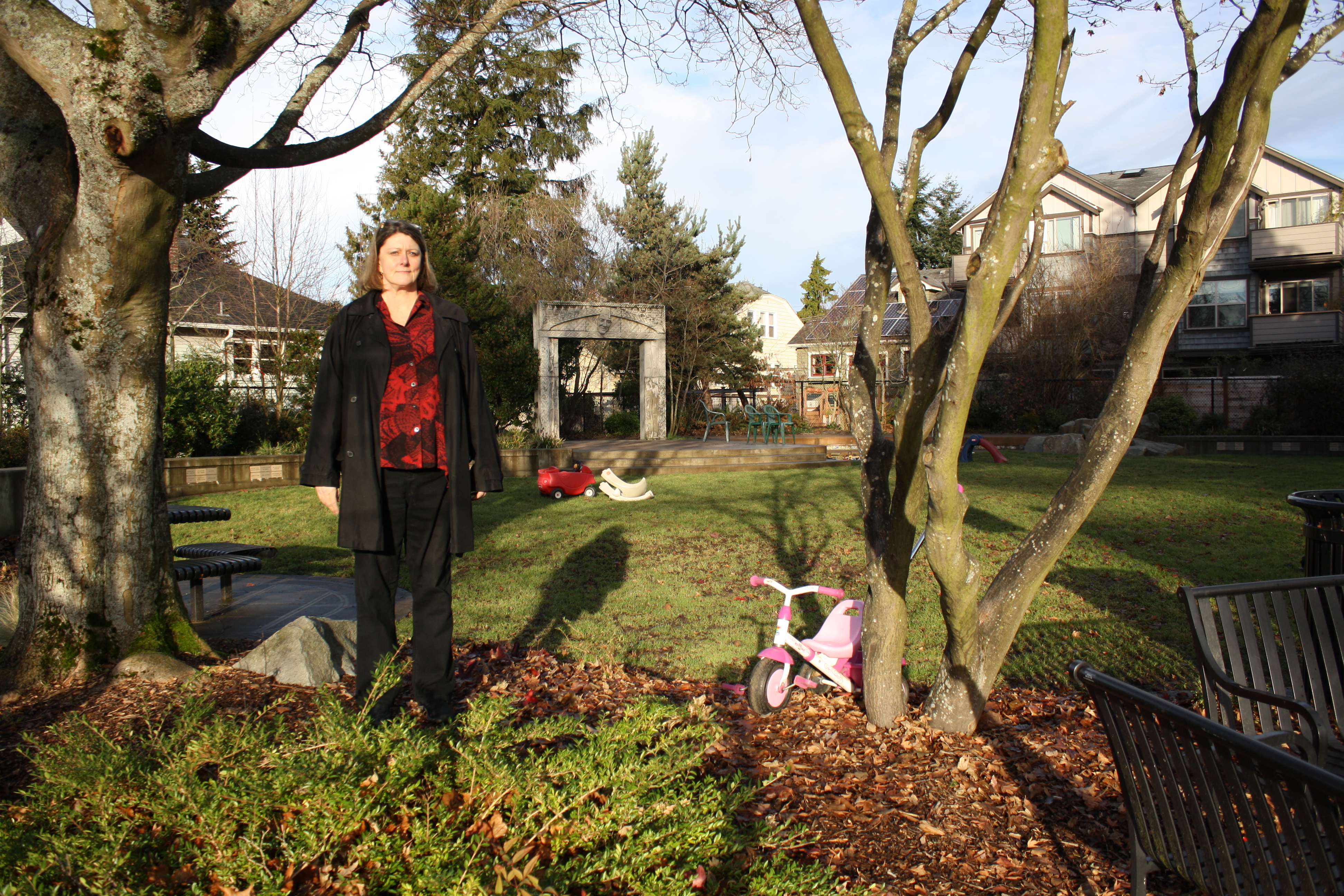 caption: Cass Turnbull, an open space advocate, says the 6th Avenue pocket park in Greenwood shows how a former substation can make a great park.