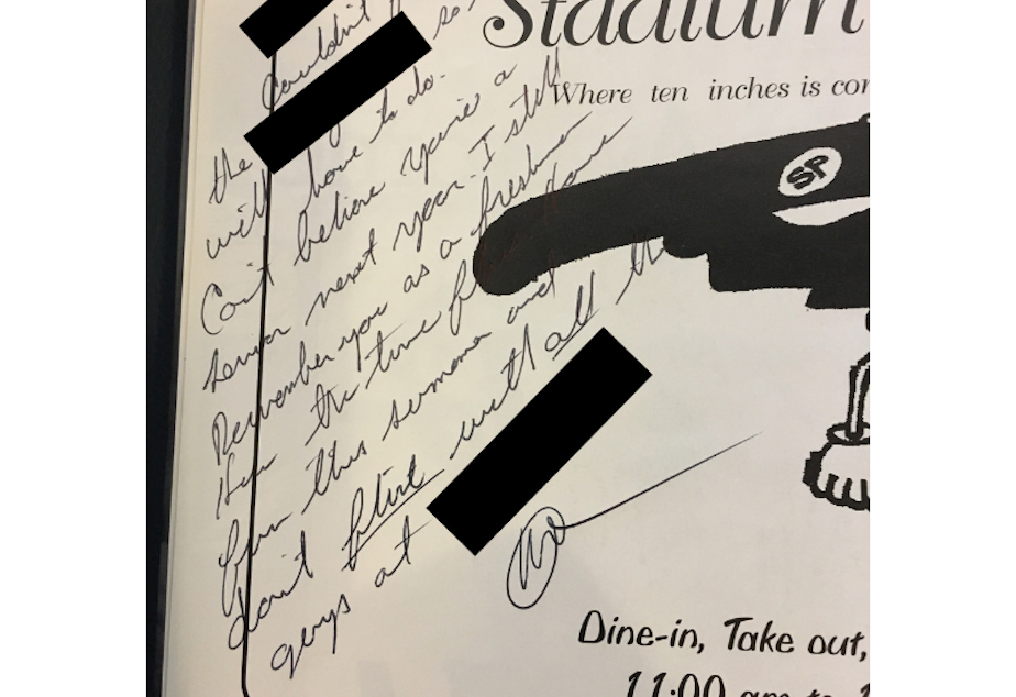 caption: Manweller's former student says Manweller wrote this message in her junior yearbook telling her not to flirt with "all the guys" at the store she worked part-time.