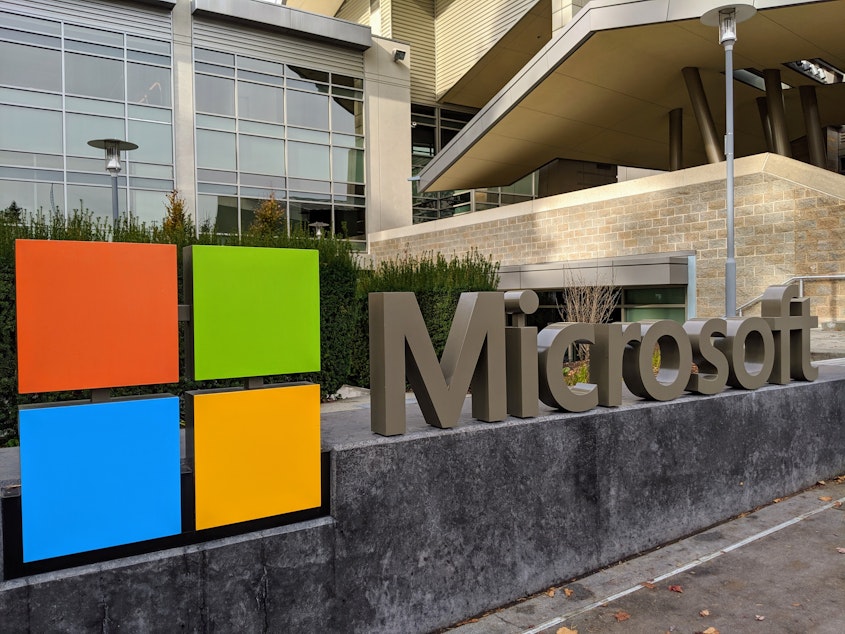 caption: Microsoft's headquarters in Redmond, Wash.
