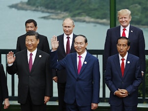 caption: A new Gallup report finds global regard for U.S. leadership rose slightly in 2018 after a dramatic drop in 2017. China and Russia also saw their leadership approval rankings tick up.
