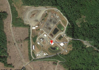 caption: A satellite view of the Washington State Fire Training Academy southeast of North Bend, and just north of Interstate 90.