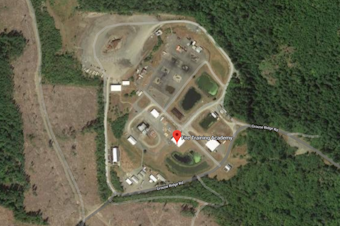 caption: A satellite view of the Washington State Fire Training Academy southeast of North Bend, and just north of Interstate 90.