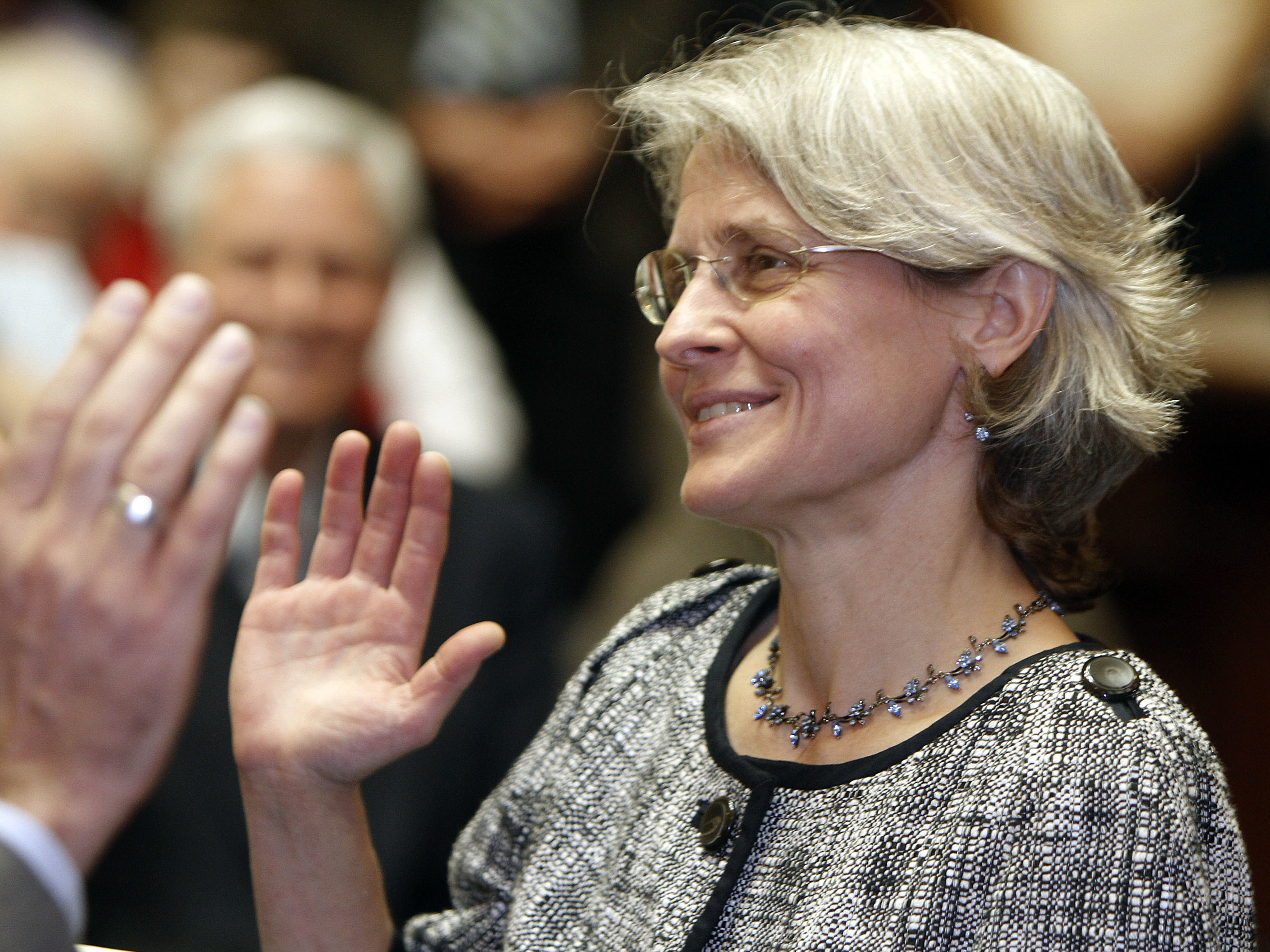caption: Vermont Supreme Court Justice Beth Robinson takes the oath of office on Monday, Nov. 28, 2011, in Montpelier, Vt. The U.S. Senate confirmed her nomination to the Second Circuit Court of Appeals on Monday.