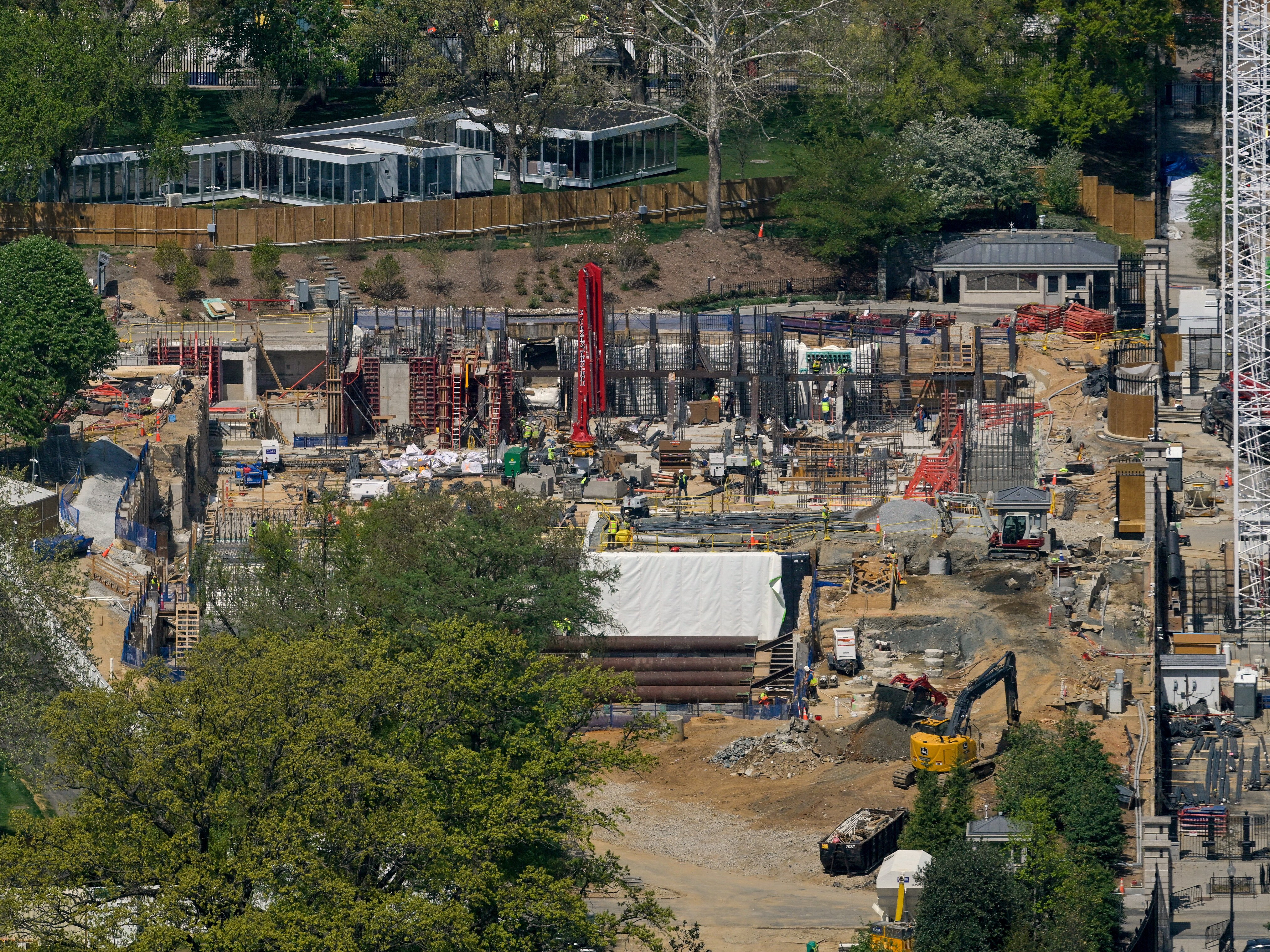 caption: Work continues on the construction of the ballroom at the White House, Thursday, April 9, 2026, in Washington, where the East Wing once stood.