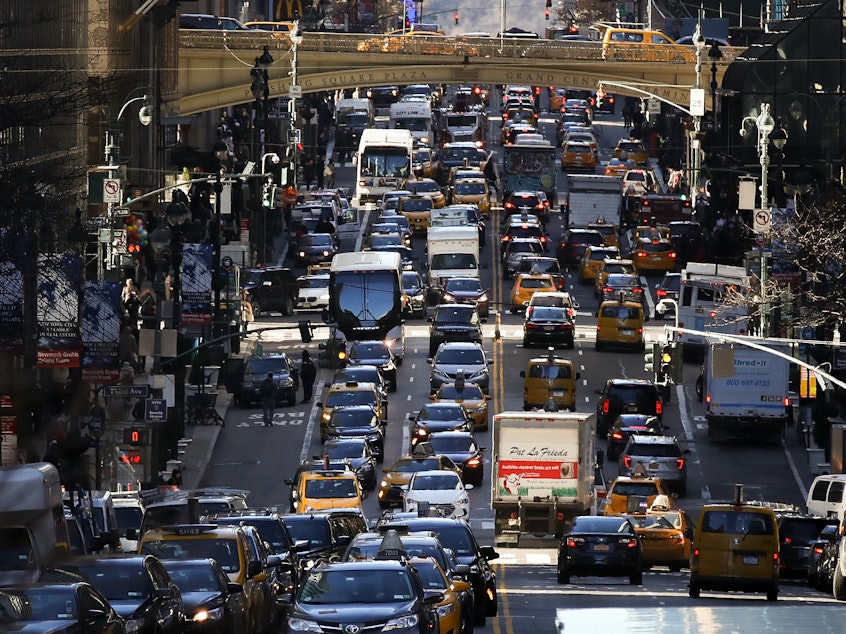 caption: The average American commute increased to 26.9 minutes in 2017 from 26.6 minutes the year before, according to new data from the U.S. Census Bureau's American Community Survey.