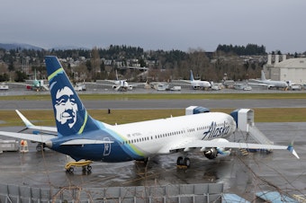 caption: A Boeing 737 MAX 9 for Alaska Airlines is pictured along with other aircraft at Renton Municipal Airport adjacent to Boeing's factory in Washington. Alaska Airlines resumed service of its 737 MAX 9 fleet on January 26, 2024, three weeks after an emergency landing prompted sweeping inspections of the aircraft.